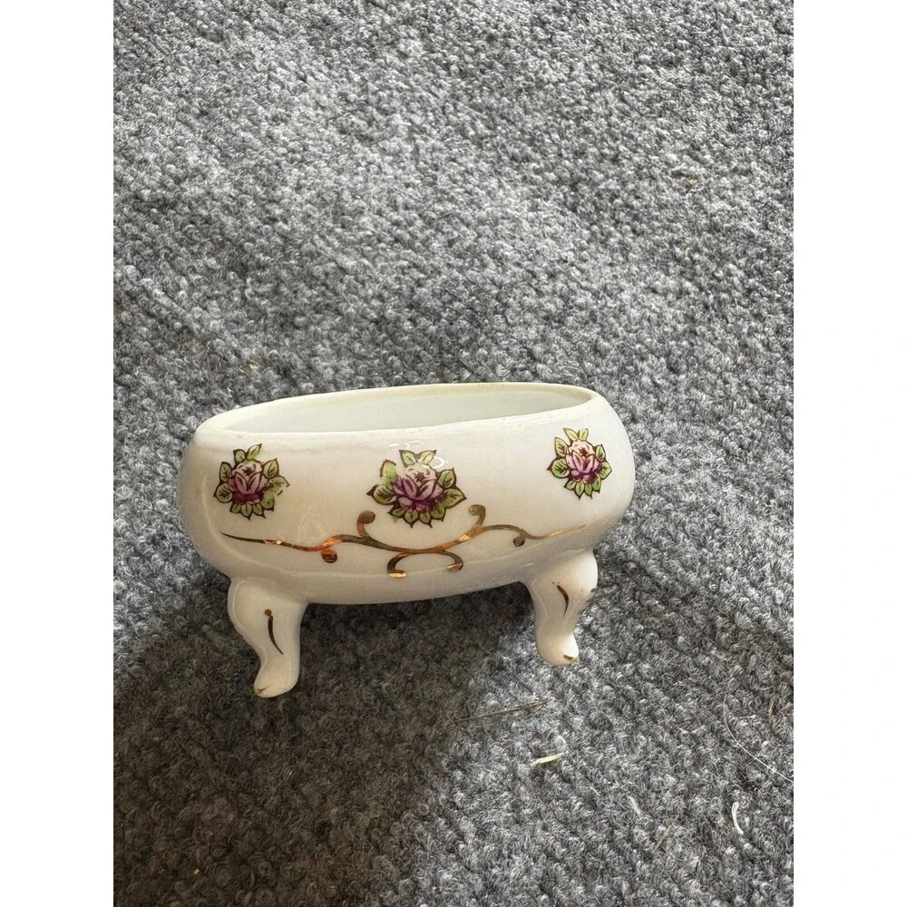 Potpourri Dish Floral Gold Trim 4 Legs Fairyland China White Bowl Decor Vintage